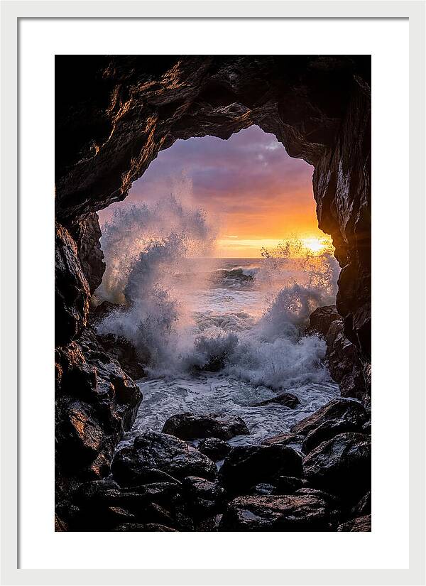 Thunder Hole Waves At Sunset