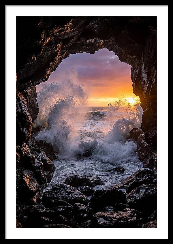 Thunder Hole Waves At Sunset