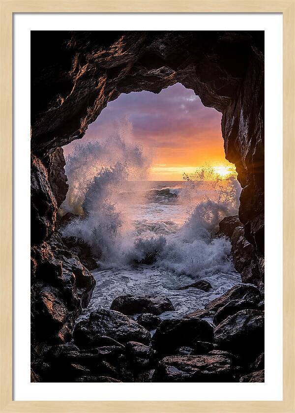 Thunder Hole Waves At Sunset