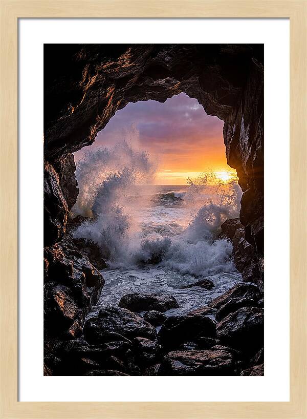 Thunder Hole Waves At Sunset
