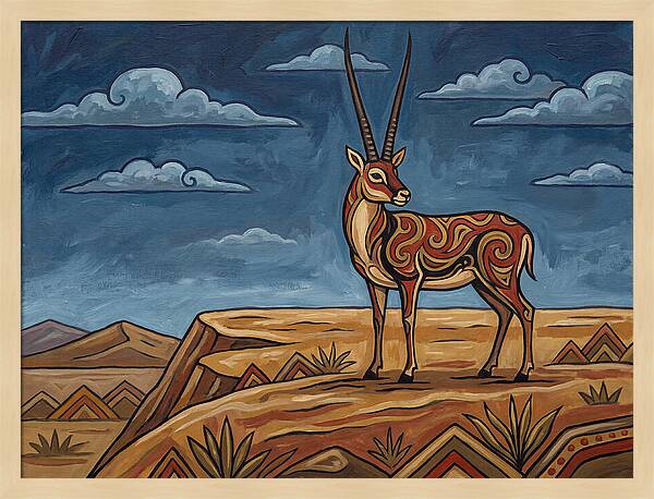 Tibetan Antelope In Folk Style