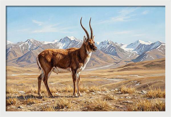 Tibetan Antelope In Majestic Landscape