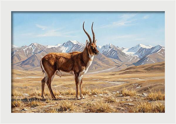 Tibetan Antelope In Majestic Landscape