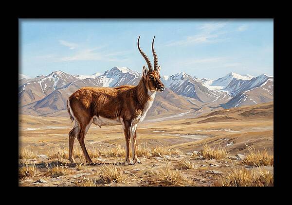 Tibetan Antelope In Majestic Landscape