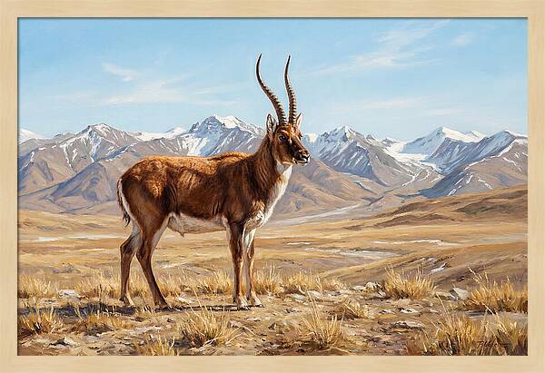Tibetan Antelope In Majestic Landscape
