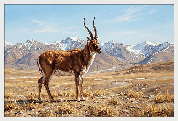Tibetan Antelope In Majestic Landscape