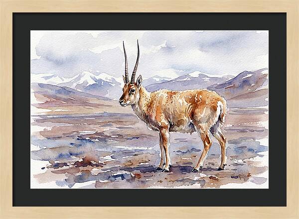 Tibetan Antelope In Watercolor