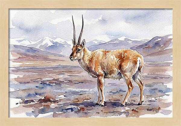 Tibetan Antelope In Watercolor