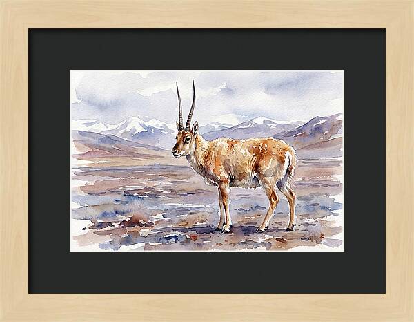 Tibetan Antelope In Watercolor