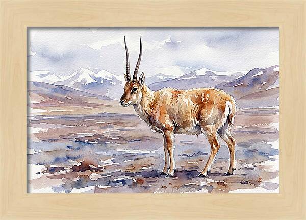 Tibetan Antelope In Watercolor