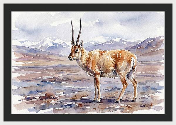 Tibetan Antelope In Watercolor