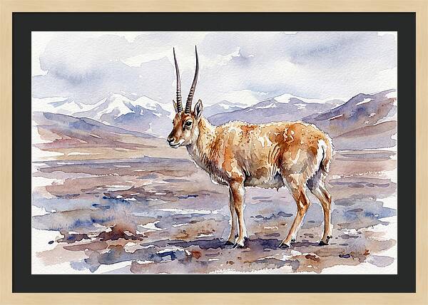 Tibetan Antelope In Watercolor