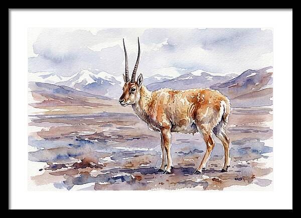 Tibetan Antelope In Watercolor