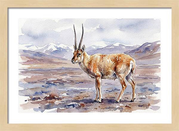 Tibetan Antelope In Watercolor