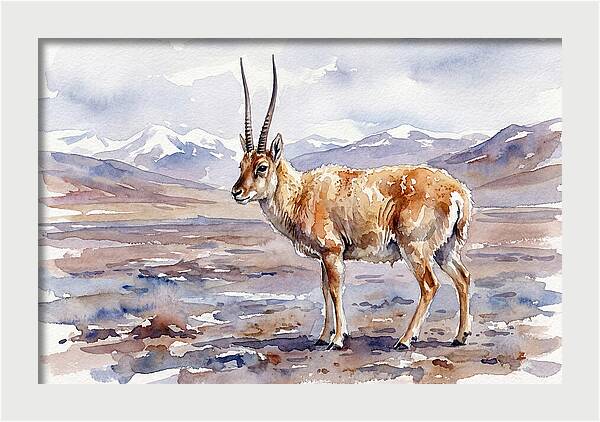 Tibetan Antelope In Watercolor