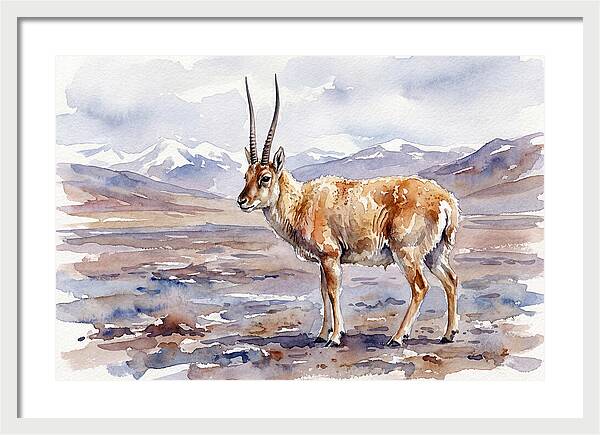 Tibetan Antelope In Watercolor