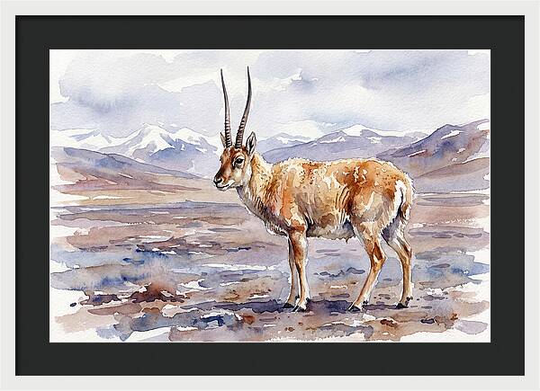 Tibetan Antelope In Watercolor