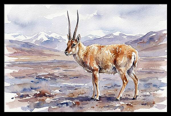 Tibetan Antelope In Watercolor