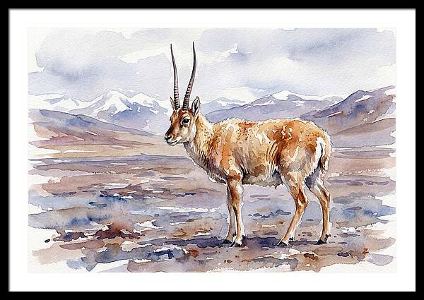 Tibetan Antelope In Watercolor