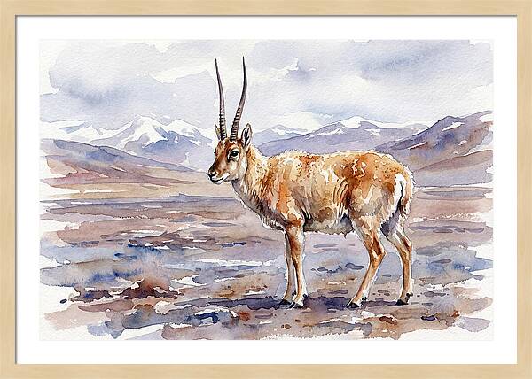 Tibetan Antelope In Watercolor