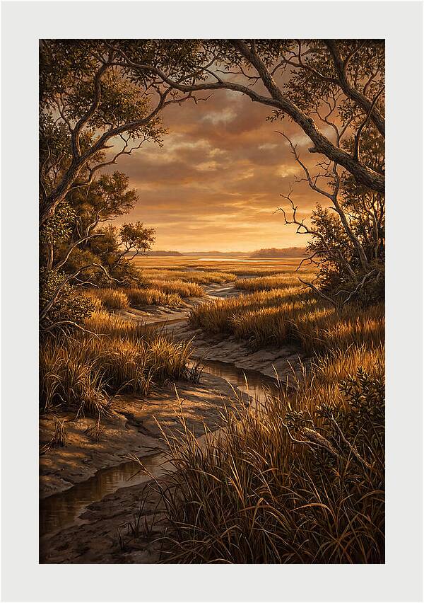 Tidal Marsh At Sunset