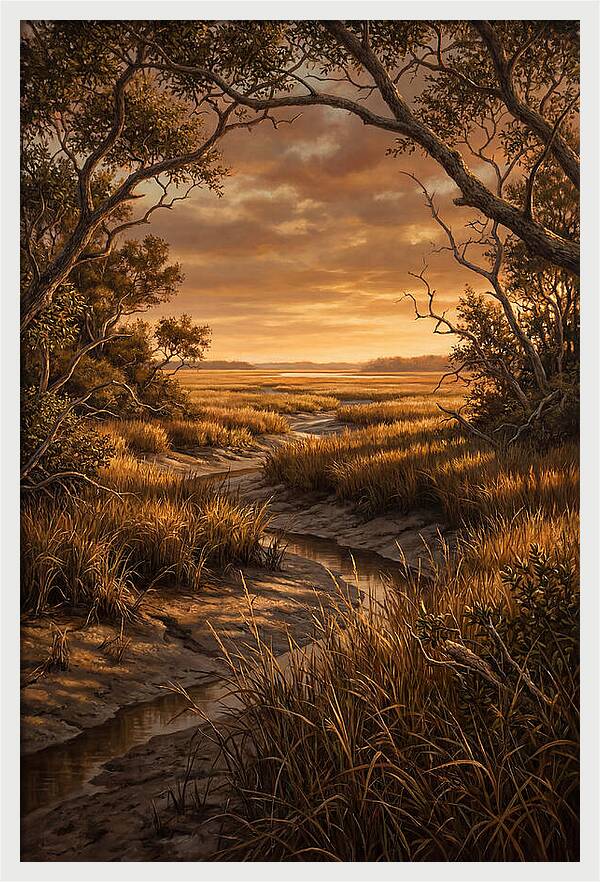 Tidal Marsh At Sunset