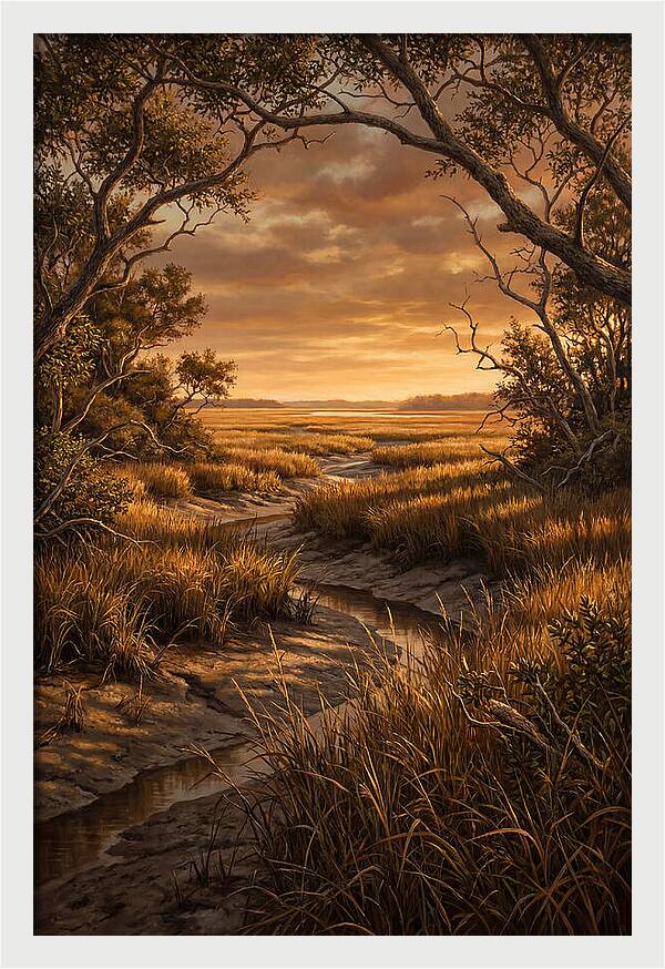 Tidal Marsh At Sunset