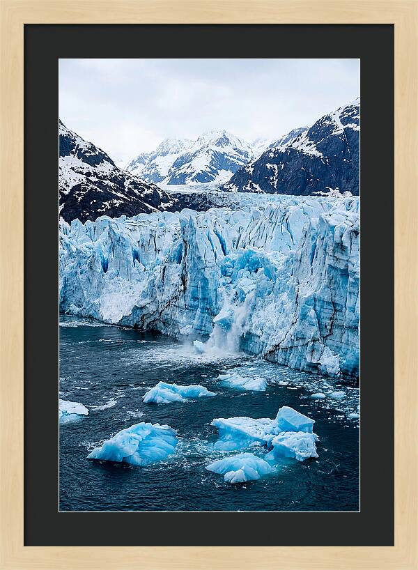 Tidewater Glacier Calving Into Fjord