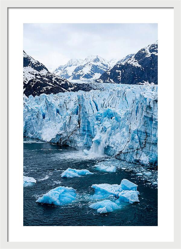 Tidewater Glacier Calving Into Fjord