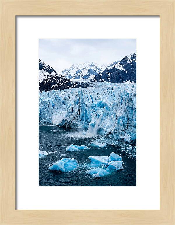 Tidewater Glacier Calving Into Fjord
