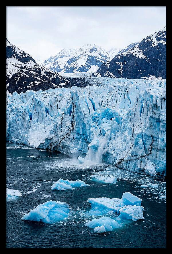 Tidewater Glacier Calving Into Fjord