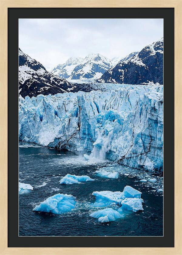 Tidewater Glacier Calving Into Fjord