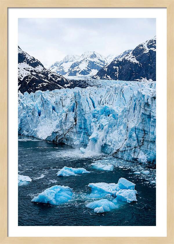 Tidewater Glacier Calving Into Fjord