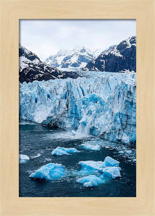 Tidewater Glacier Calving Into Fjord