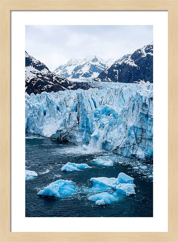 Tidewater Glacier Calving Into Fjord