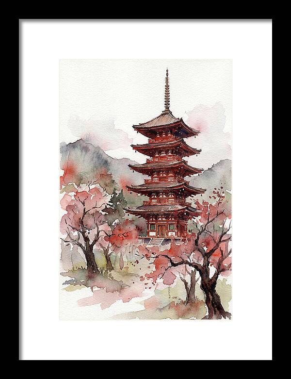 Tiered Pagoda Among Blossoms