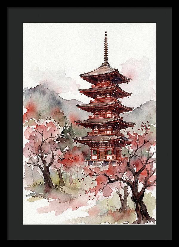 Tiered Pagoda Among Blossoms