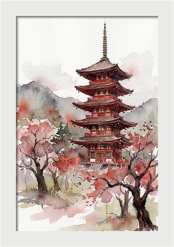 Tiered Pagoda Among Blossoms