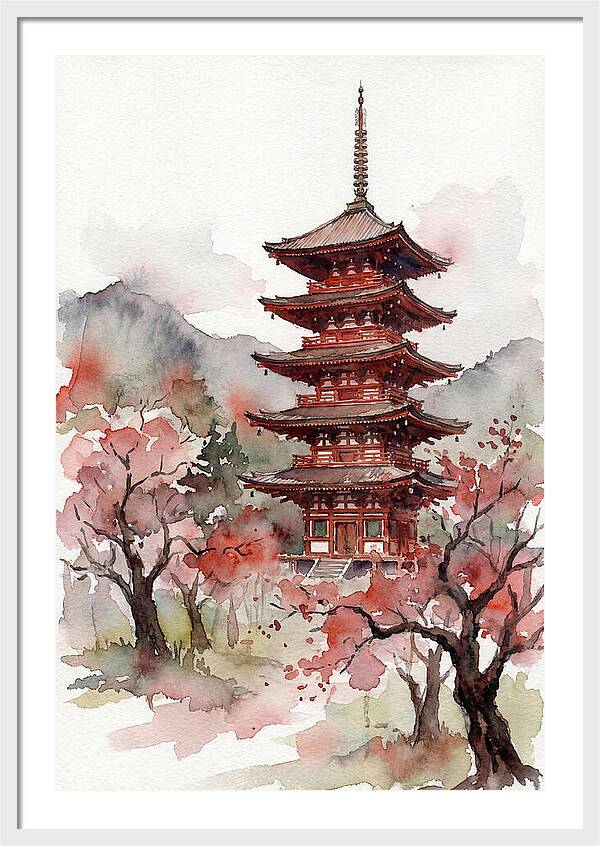 Tiered Pagoda Among Blossoms