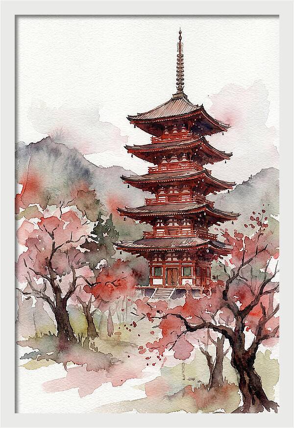 Tiered Pagoda Among Blossoms