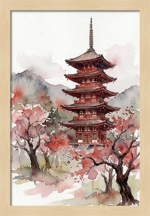 Tiered Pagoda Among Blossoms