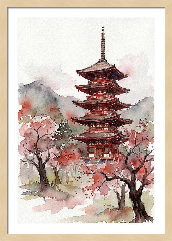 Tiered Pagoda Among Blossoms