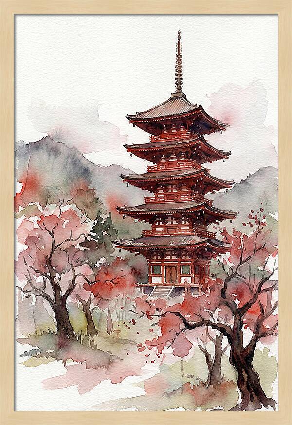 Tiered Pagoda Among Blossoms