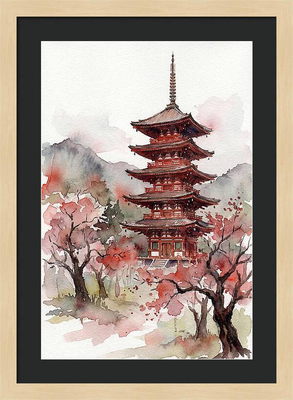 Tiered Pagoda Among Blossoms