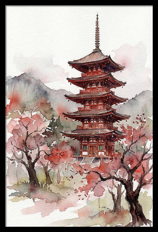 Tiered Pagoda Among Blossoms