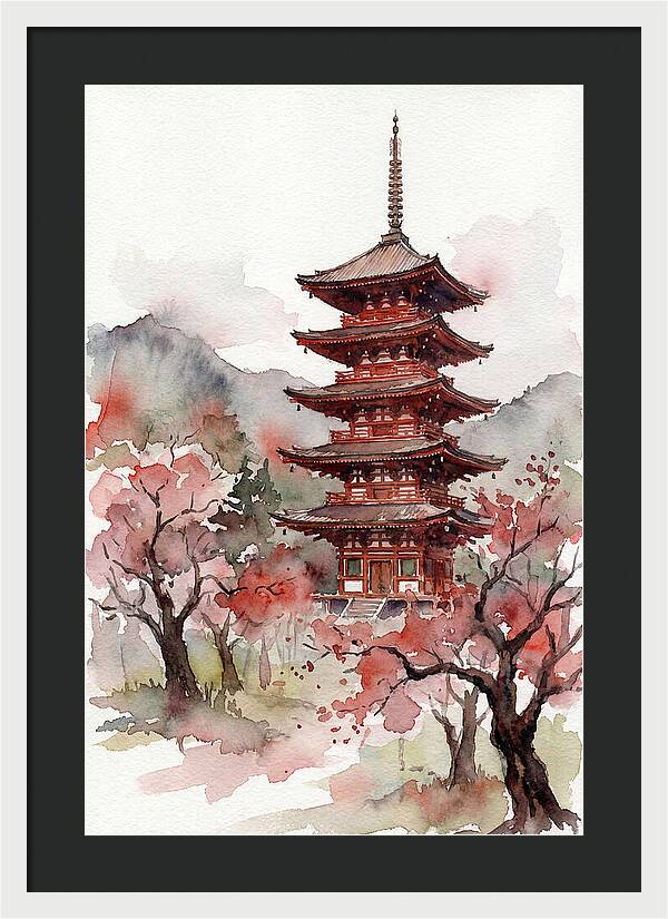 Tiered Pagoda Among Blossoms