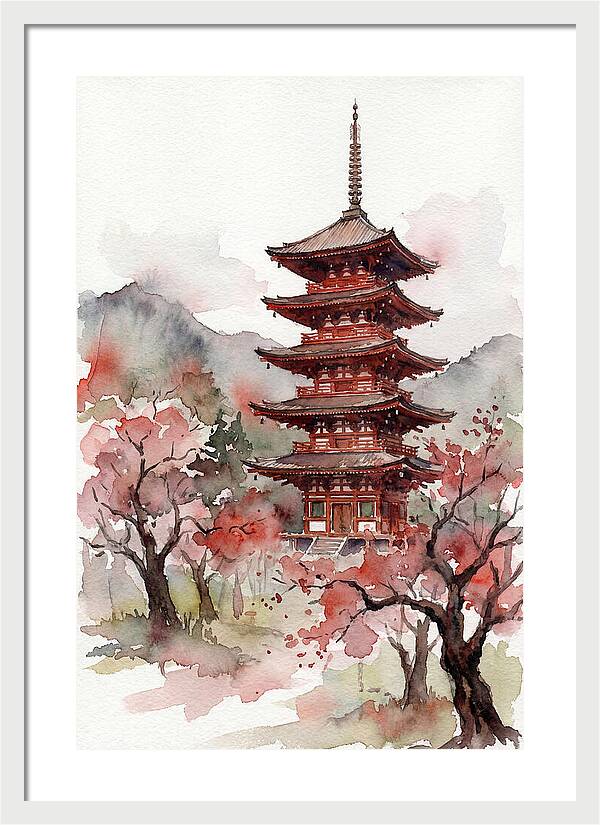 Tiered Pagoda Among Blossoms