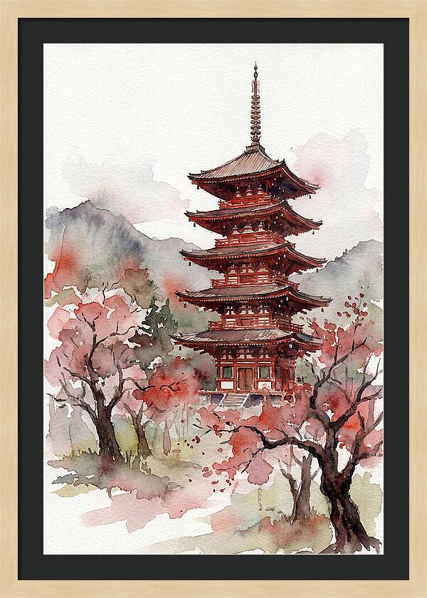 Tiered Pagoda Among Blossoms