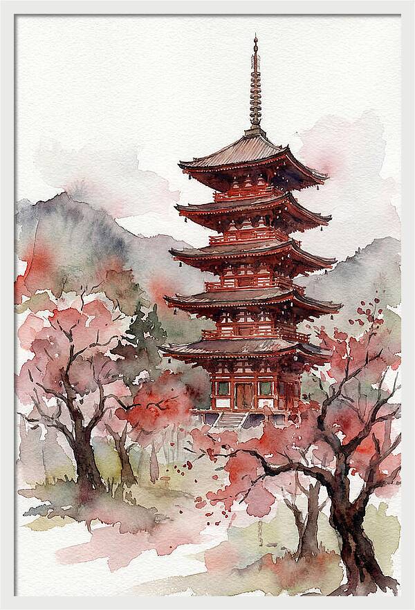 Tiered Pagoda Among Blossoms