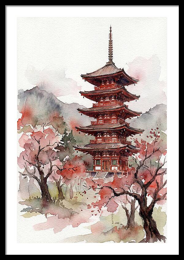 Tiered Pagoda Among Blossoms